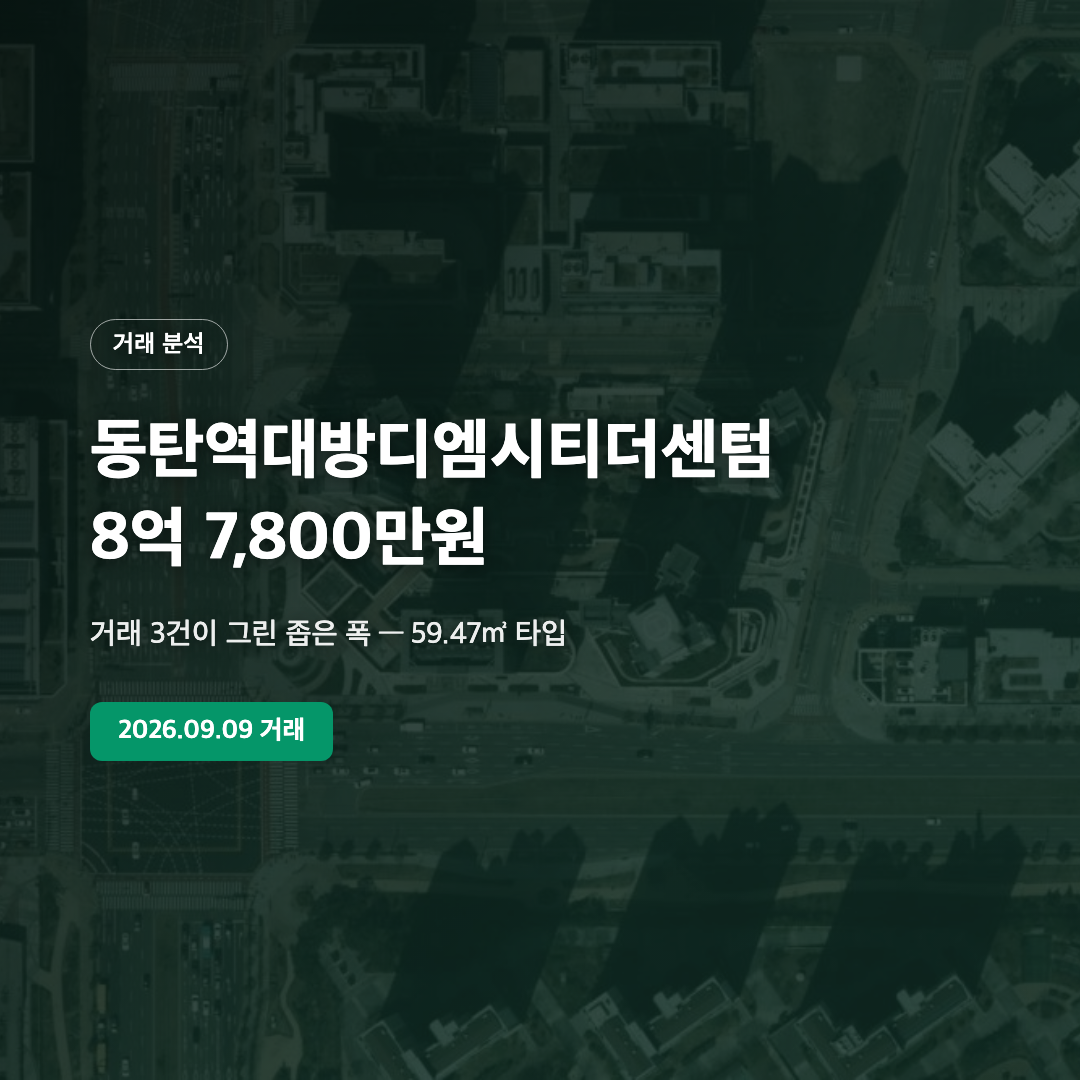 동탄역대방디엠시티더센텀 8.78억 거래 분석 대표 이미지