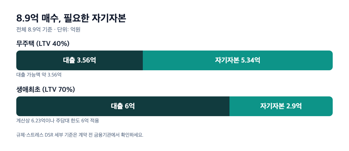 신나무실신명 8.9억 매수 시 자금 구성