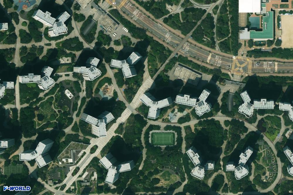 수원 SK SKY VIEW 단지 전경 항공영상