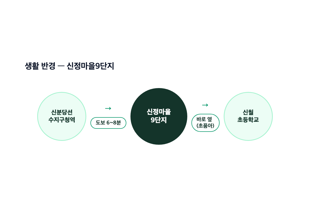 용인수지신정마을9단지 생활 반경 인포그래픽