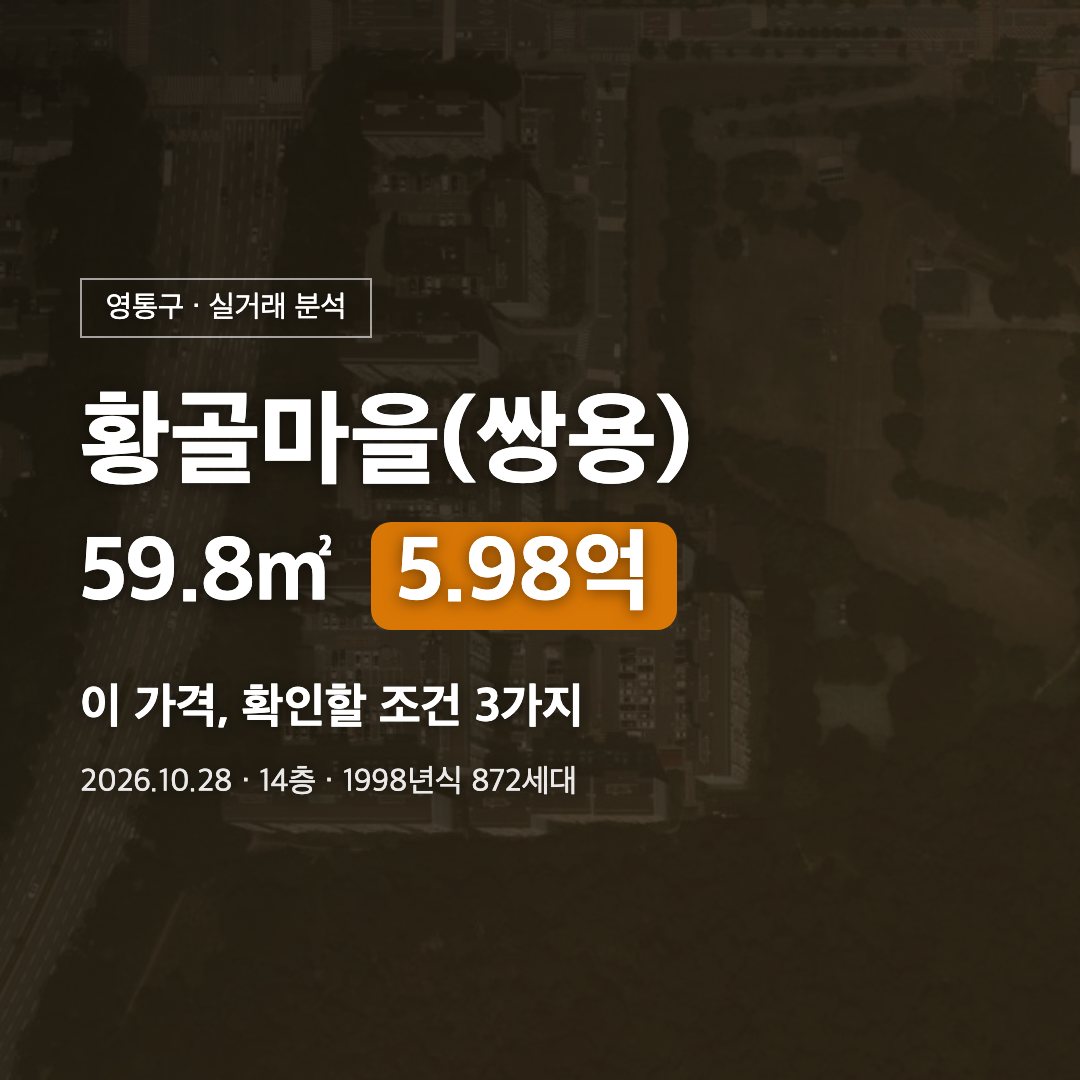 황골마을쌍용 59.8㎡ 5.98억 실거래 대표 이미지